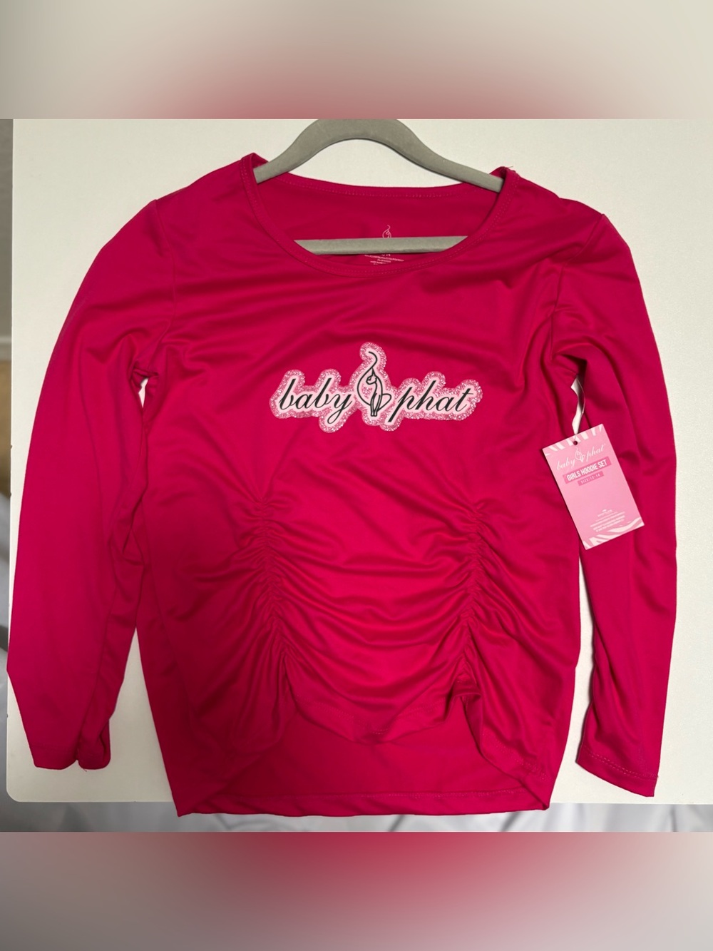 Baby Phat Hot Pink Long Sleeve Shirt with Logo Embellishment